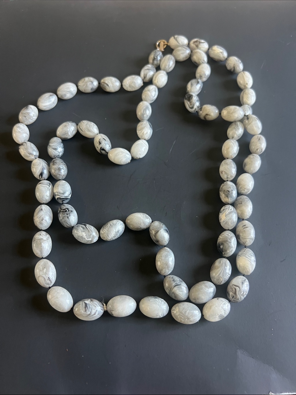 Elegant Grey Marbled Bead Necklace - Brand